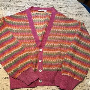 NWOT Mango Cropped 70s Colorful Missoni Style Cardigan (Size Small)